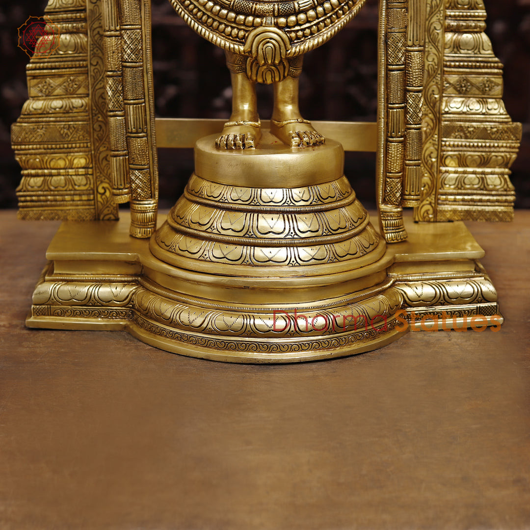 Brass Balaji Statue Fine Work, Crafted by Artist in Thanjavur (Masterpiece), Special Gold Finish  39.5"