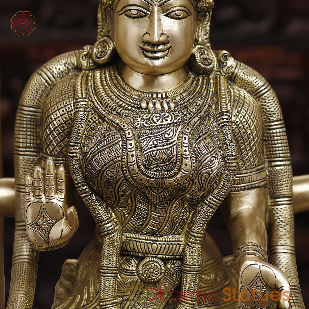 Brass Padmavati (Lakshmi) statue seated,Handcrafted by the Master Artist of Thanjavur, Smooth finish 30"