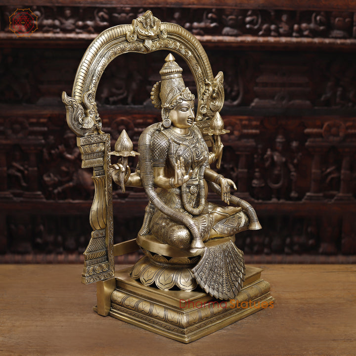 Brass Padmavati (Lakshmi) statue seated,Handcrafted by the Master Artist of Thanjavur, Smooth finish 30"