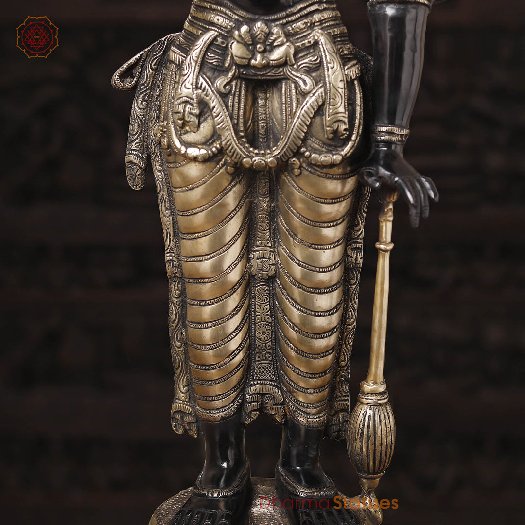 Brass Vishnu is Depicted as Having a Dark Complexion and four Arms. 37"