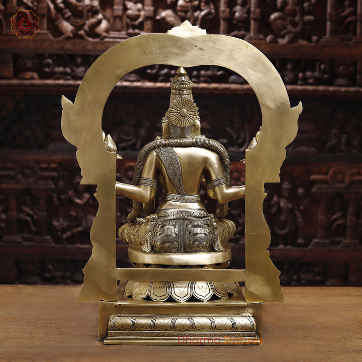 Brass Padmavati (Lakshmi) statue seated,Handcrafted by the Master Artist of Thanjavur, Smooth finish 30"