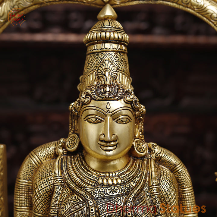 Brass Padmavati (Lakshmi) sitting statue, Handcrafted by the Master Artist of Thanjavur, Golden Fine finish 30"