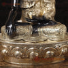 Brass Buddha Idol, Seated on a Lotus, Black Patina and Golden Finish 33"