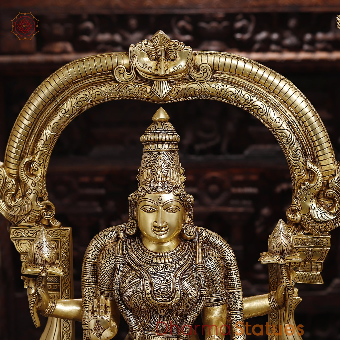 Brass Lakshmi & Tirupati Balaji, Fine Golden Finish, 39.5"