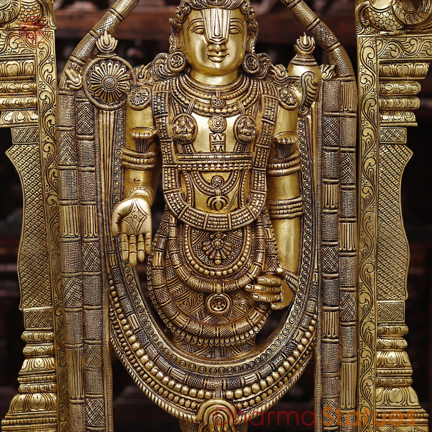 Brass Lakshmi & Tirupati Balaji, Fine Golden Finish, 39.5"
