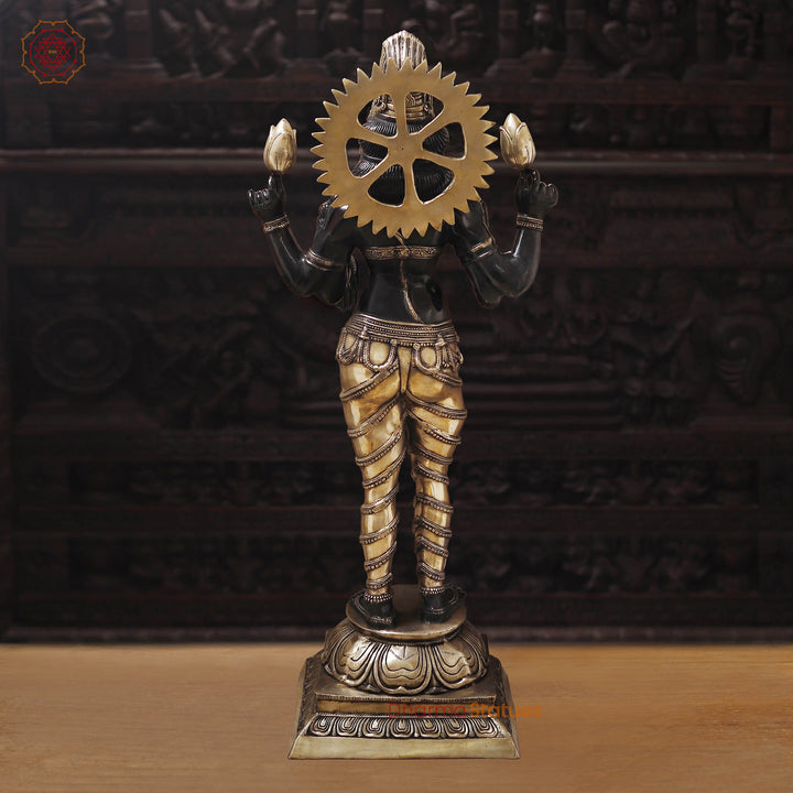 Brass Lakshmi Statue, Radiant Statue of Wealth and Abundance, Black and Gold Finish 51"