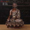 Brass Buddha Seated Life Story Chiseled on Body, copper finish, 34" Front View