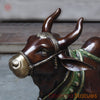 Brass Nandi Seated With Bell , Antique Green & Copper Finish, 38"