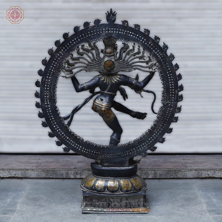 Brass Nataraj , Black Patina & Golden Finish, 54"