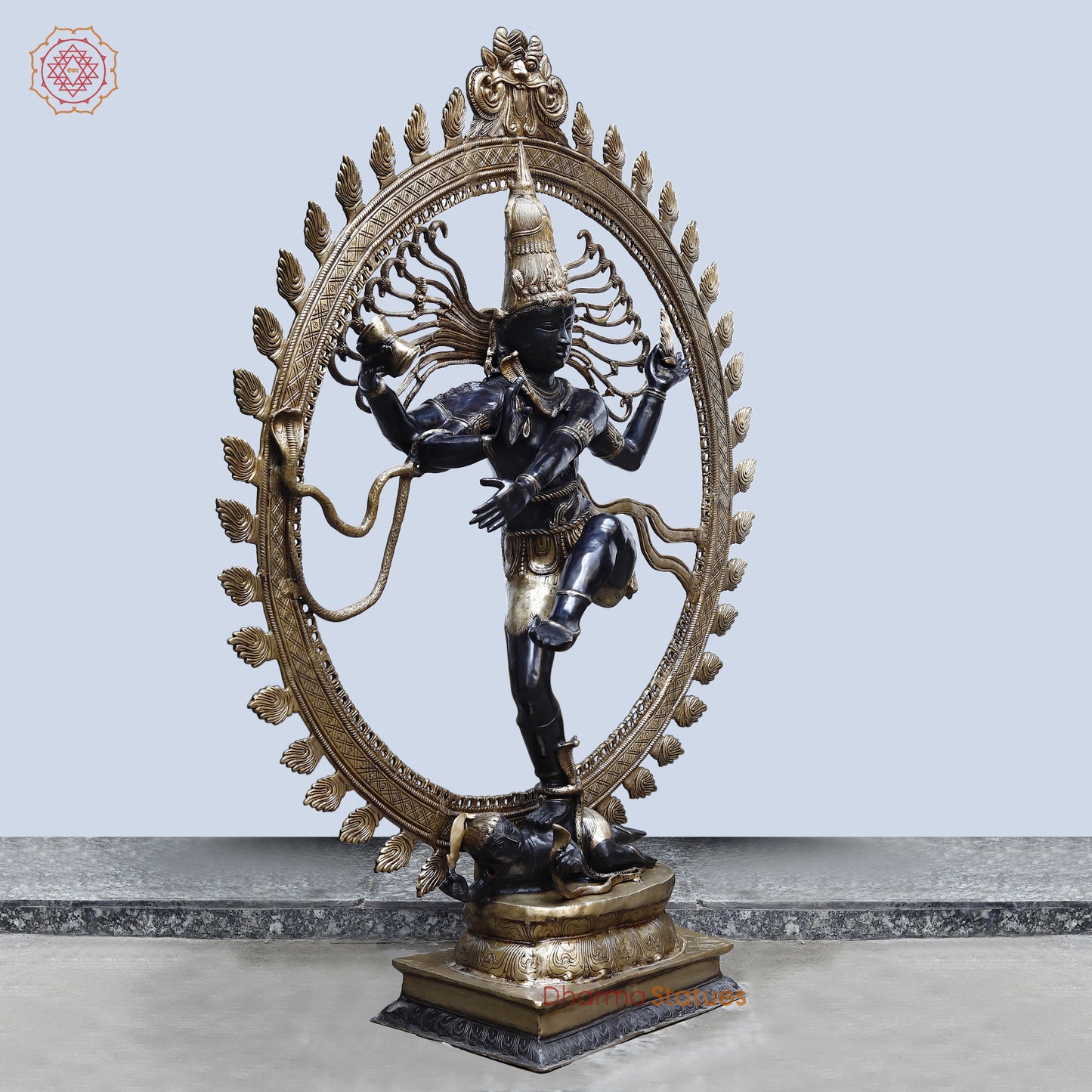 Brass Natraj Large , Deep Black & Smooth Finish, 71"