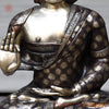 Brass Buddha seated With carving, Copper & Smooth Finish, 44"