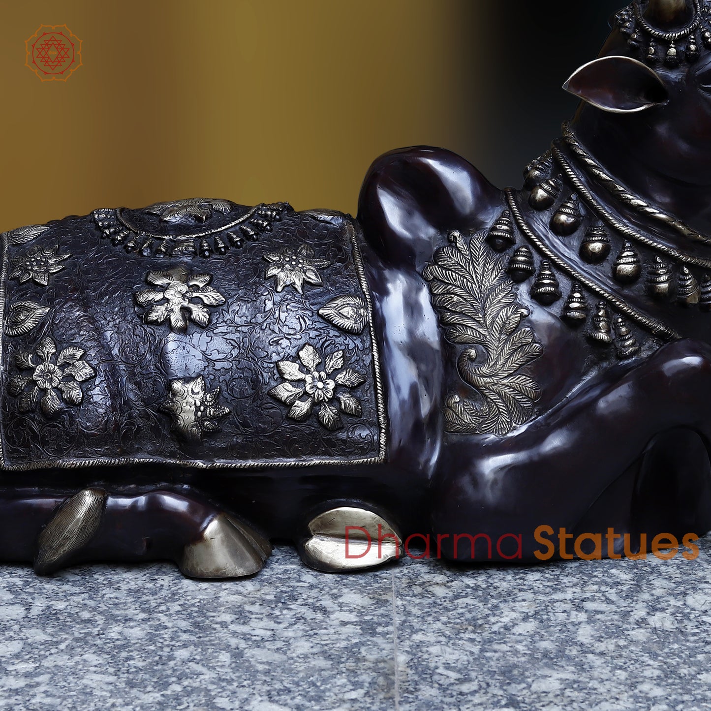 Brass Nandi seated, Black Patina & Golden Finish, 22"