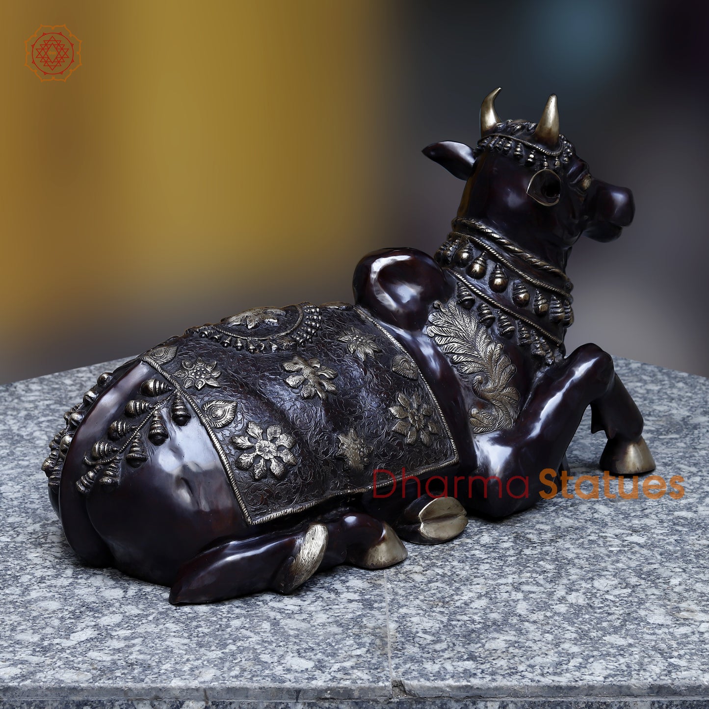 Brass Nandi seated, Black Patina & Golden Finish, 22"