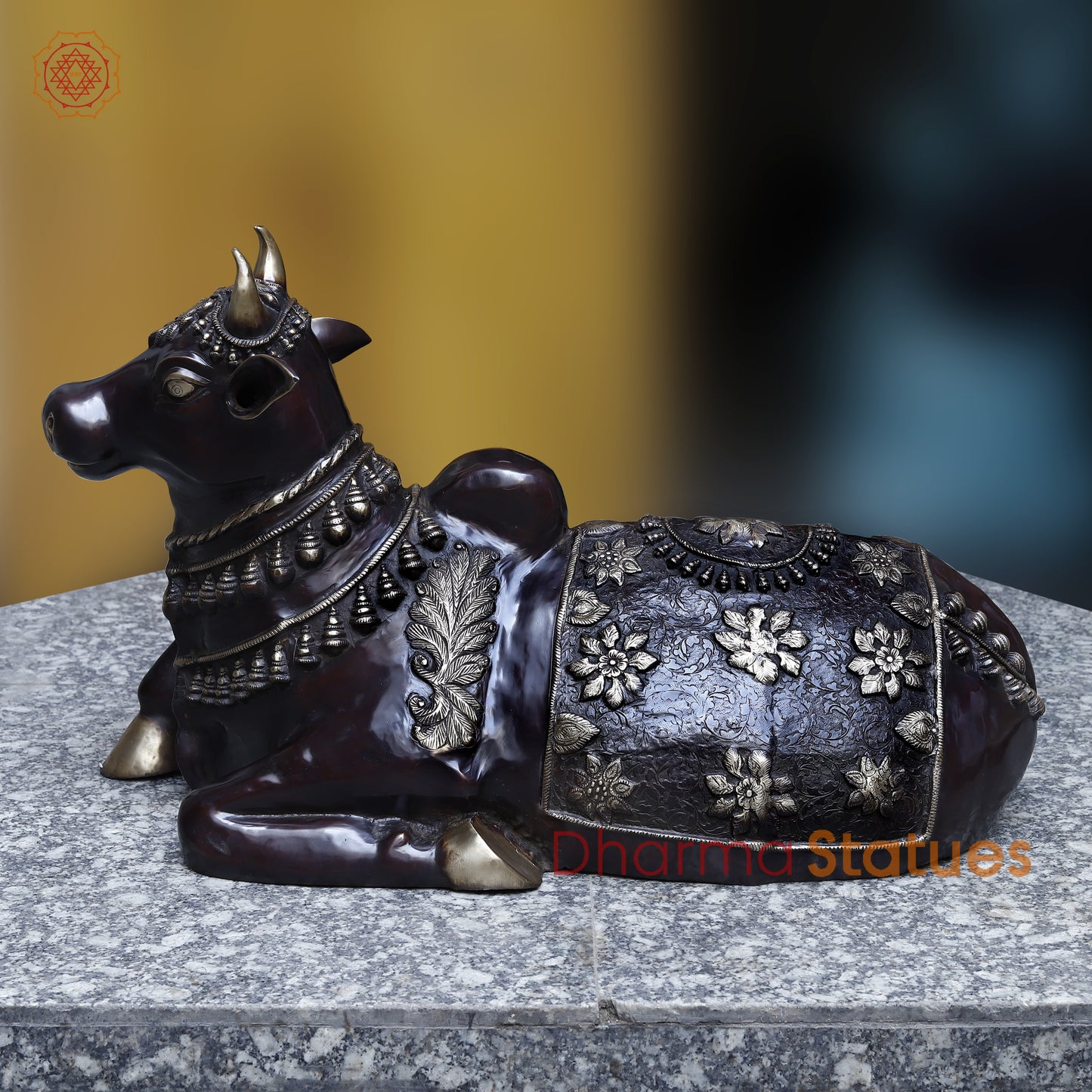 Brass Nandi seated, Black Patina & Golden Finish, 22"