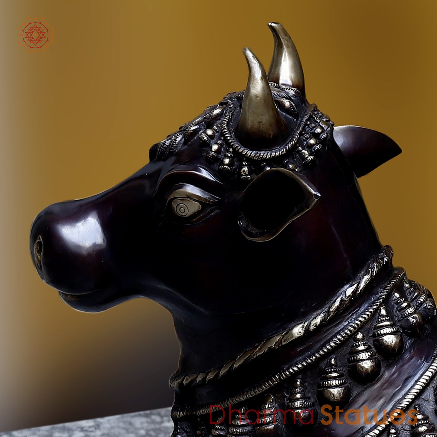 Brass Nandi seated, Black Patina & Golden Finish, 22"