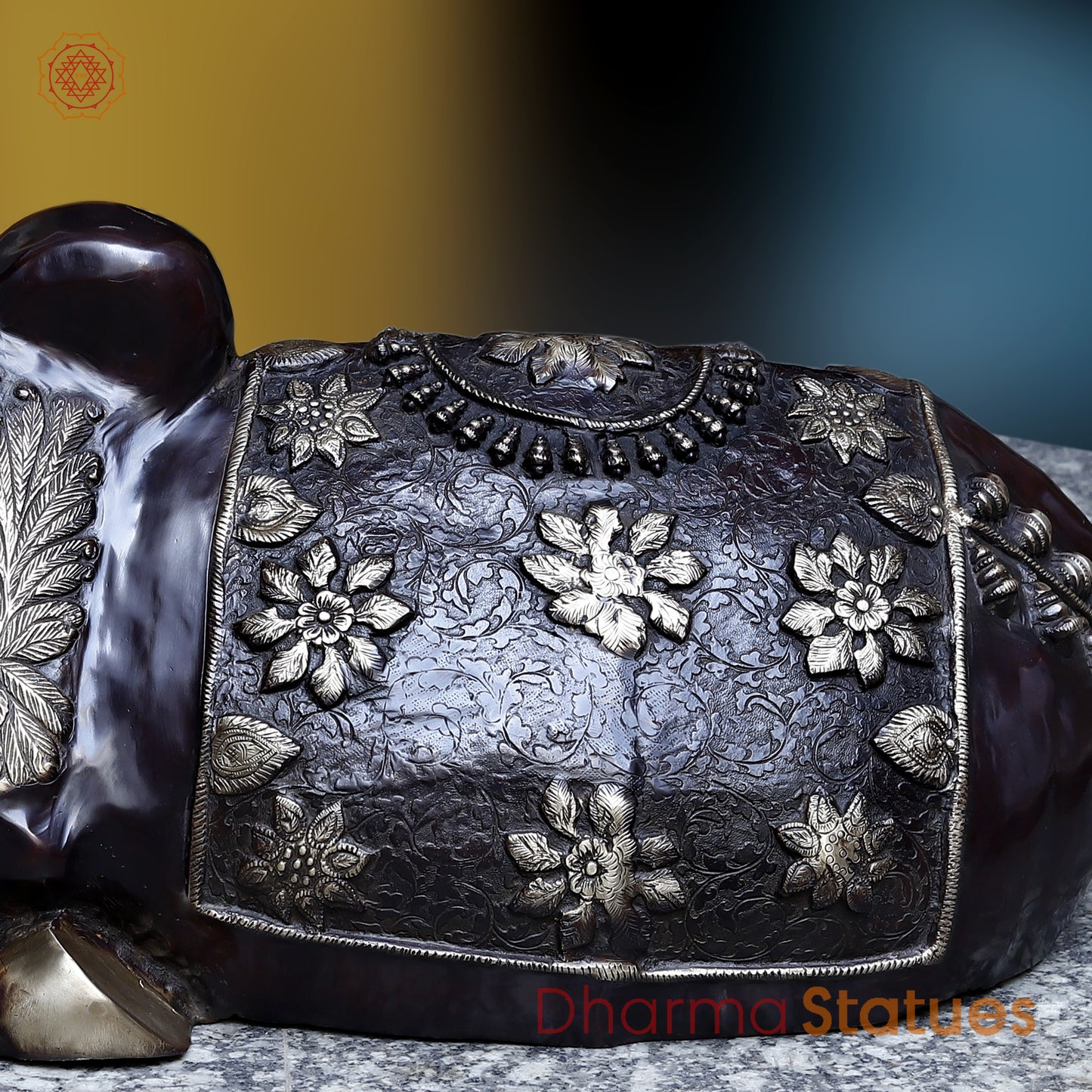 Brass Nandi seated, Black Patina & Golden Finish, 22"