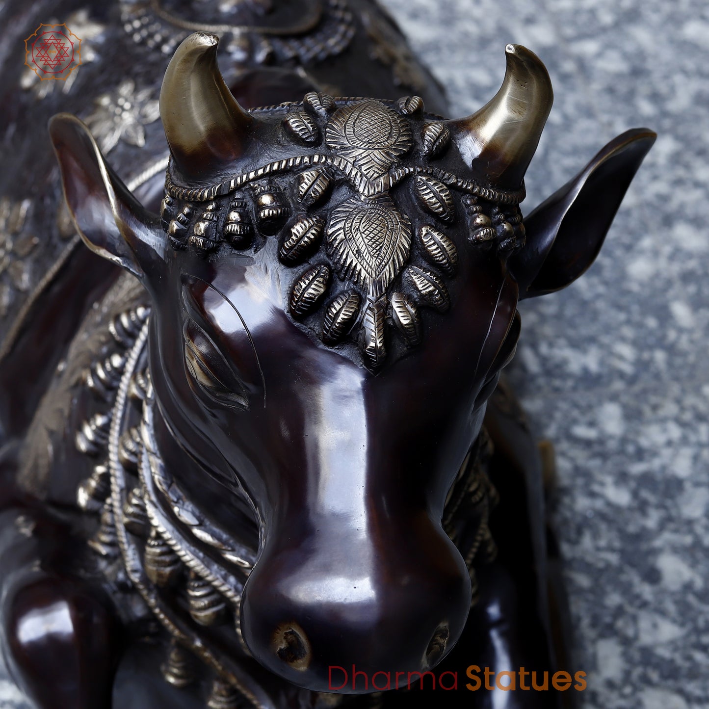 Brass Nandi seated, Black Patina & Golden Finish, 22"