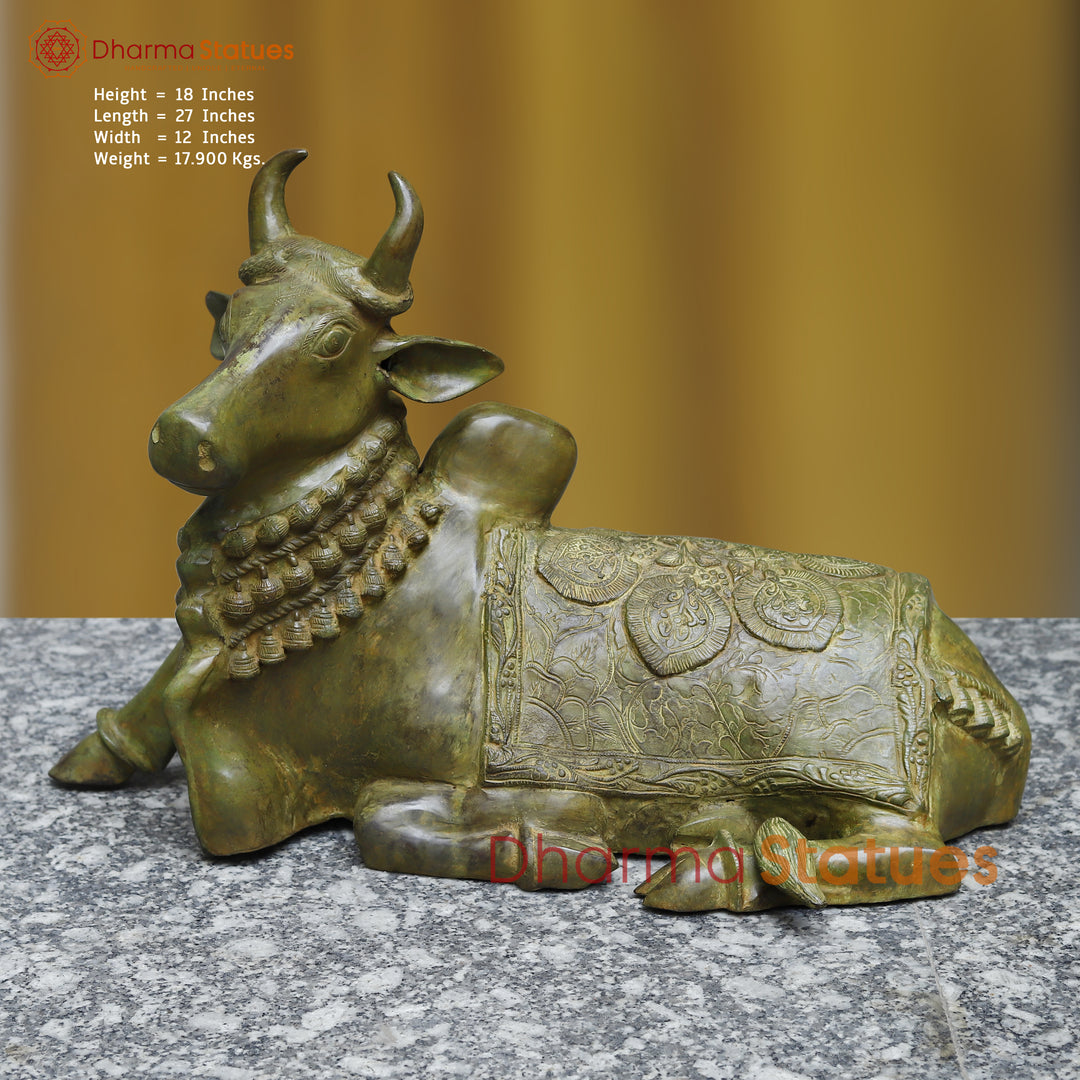 Brass Nandi Seated, Antique Green Finish, 18"