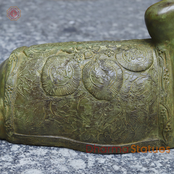 Brass Nandi Seated, Antique Green Finish, 18"