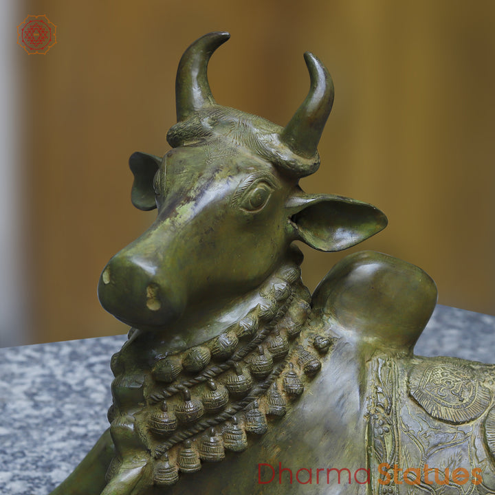 Brass Nandi Seated, Antique Green Finish, 18"