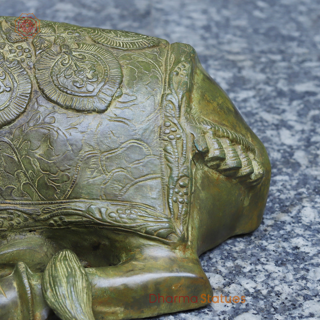 Brass Nandi Seated, Antique Green Finish, 18"