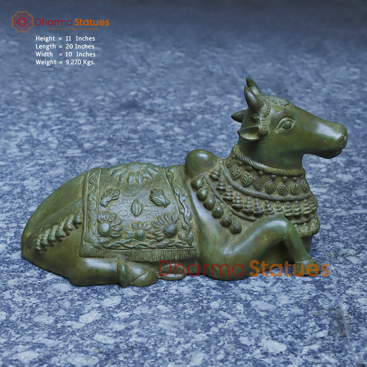 Brass Nandi Seated, Antique Green Finish, 11"
