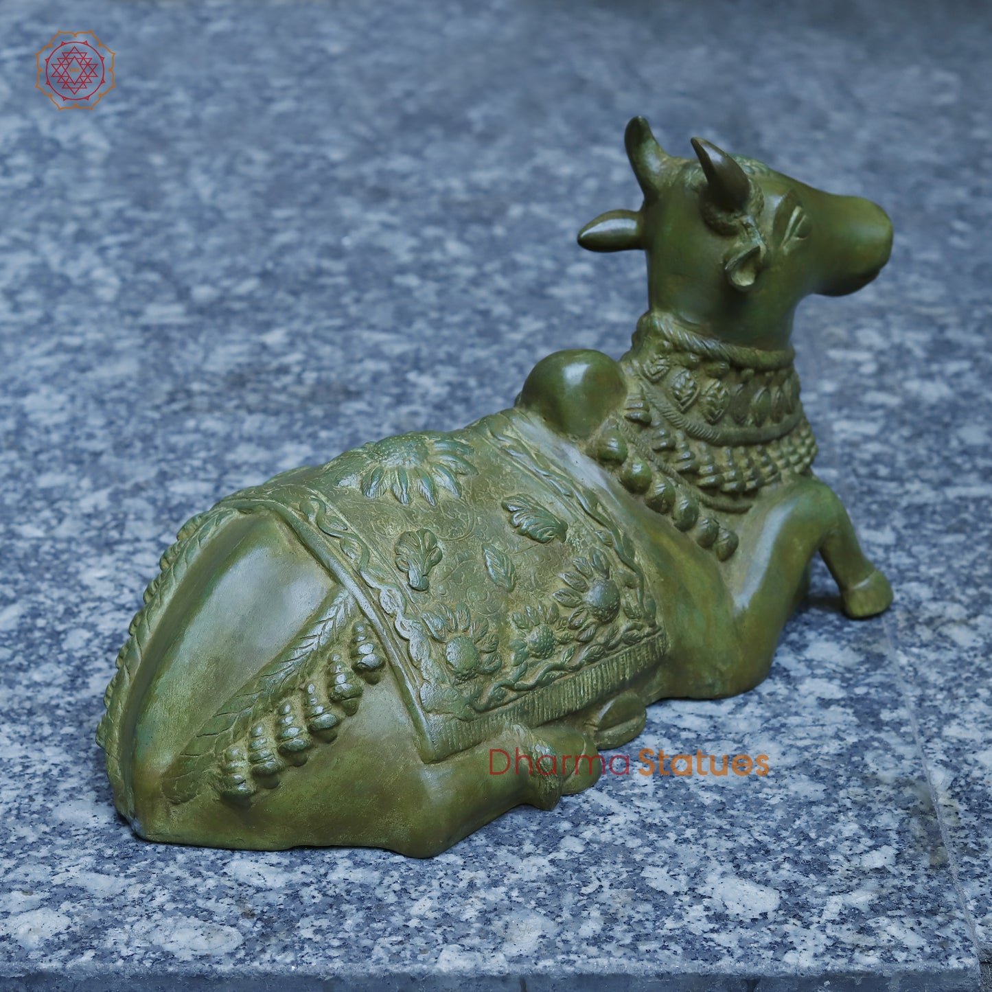 Brass Nandi Seated, Antique Green Finish, 11"