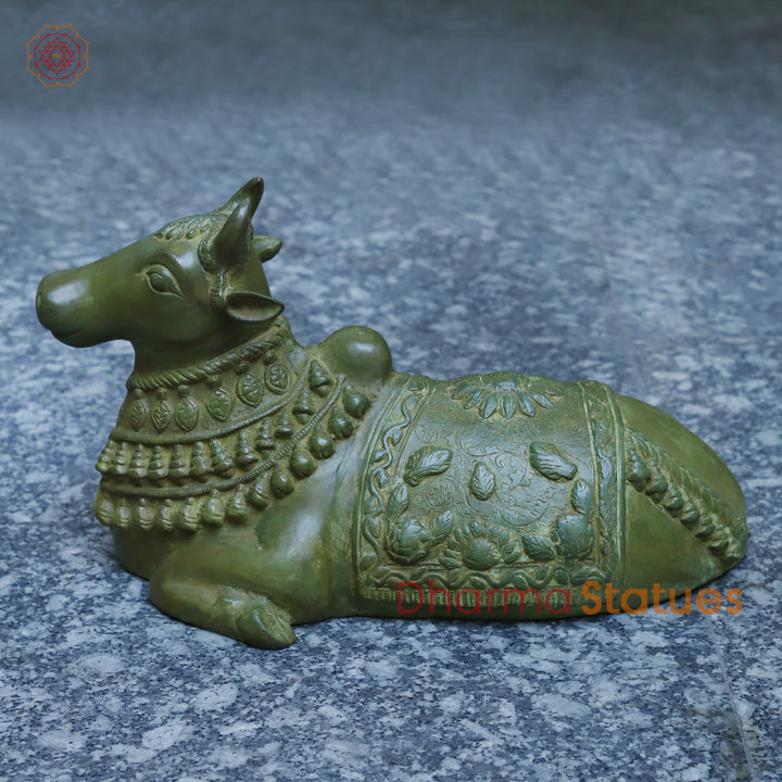 Brass Nandi Seated, Antique Green Finish, 11"