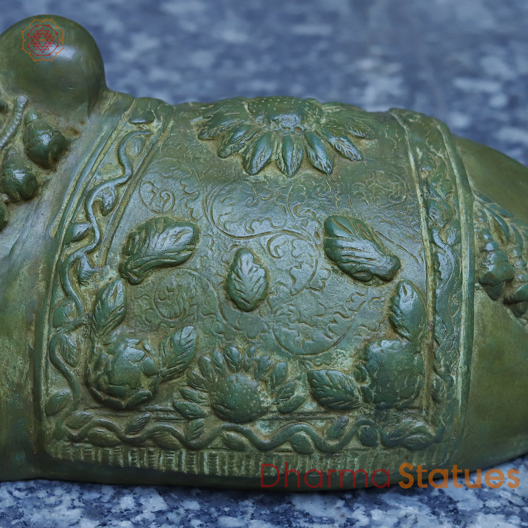 Brass Nandi Seated, Antique Green Finish, 11"