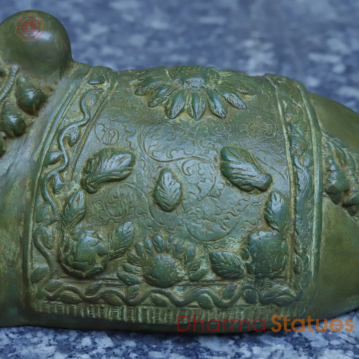 Brass Nandi Seated, Antique Green Finish, 11"