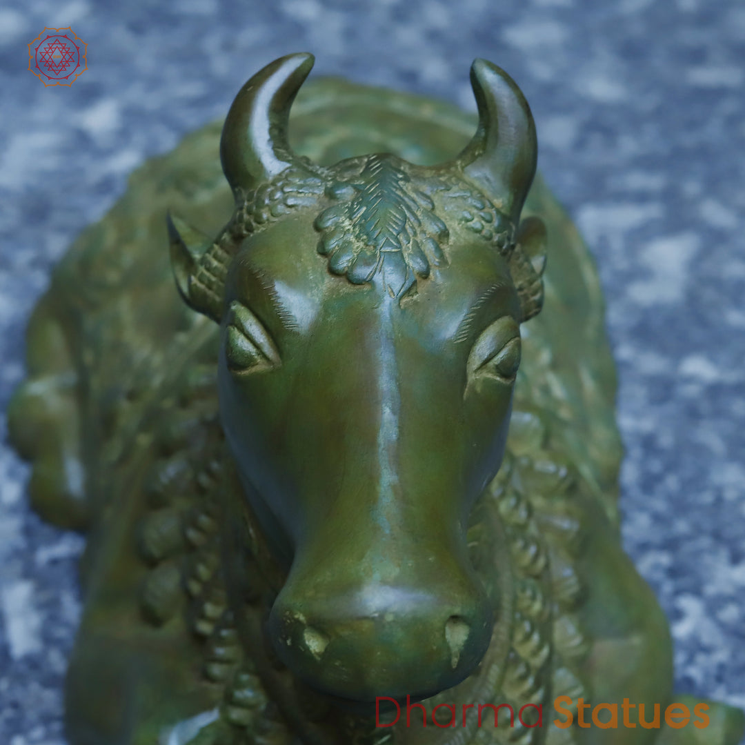 Brass Nandi Seated, Antique Green Finish, 11"