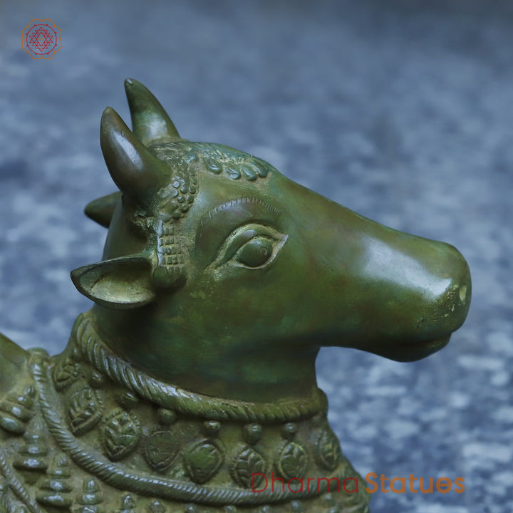 Brass Nandi Seated, Antique Green Finish, 11"
