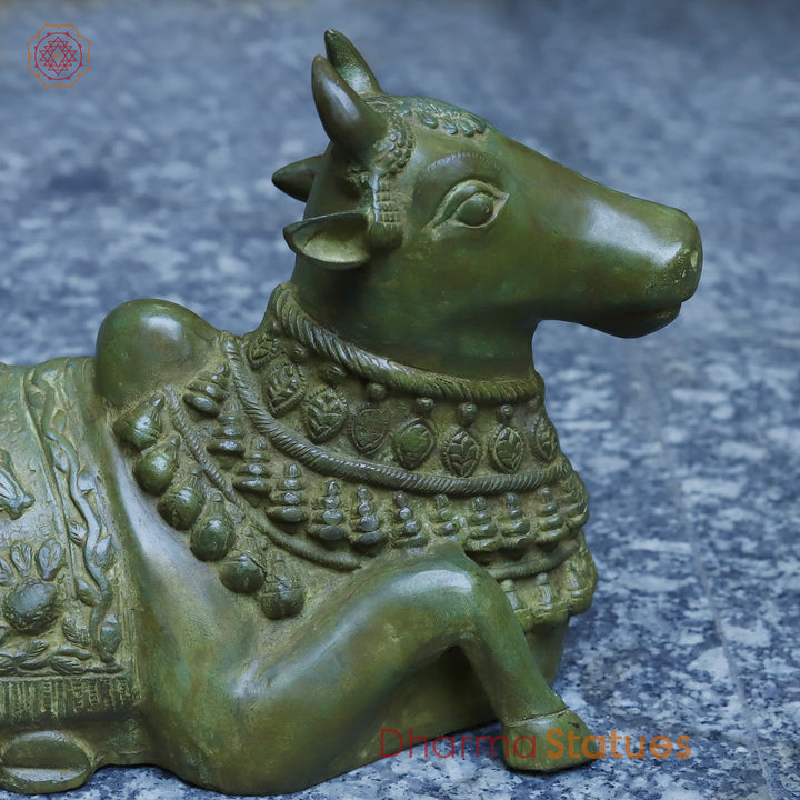 Brass Nandi Seated, Antique Green Finish, 11"