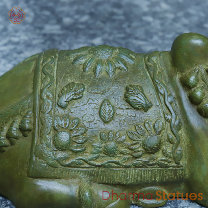 Brass Nandi Seated, Antique Green Finish, 11"
