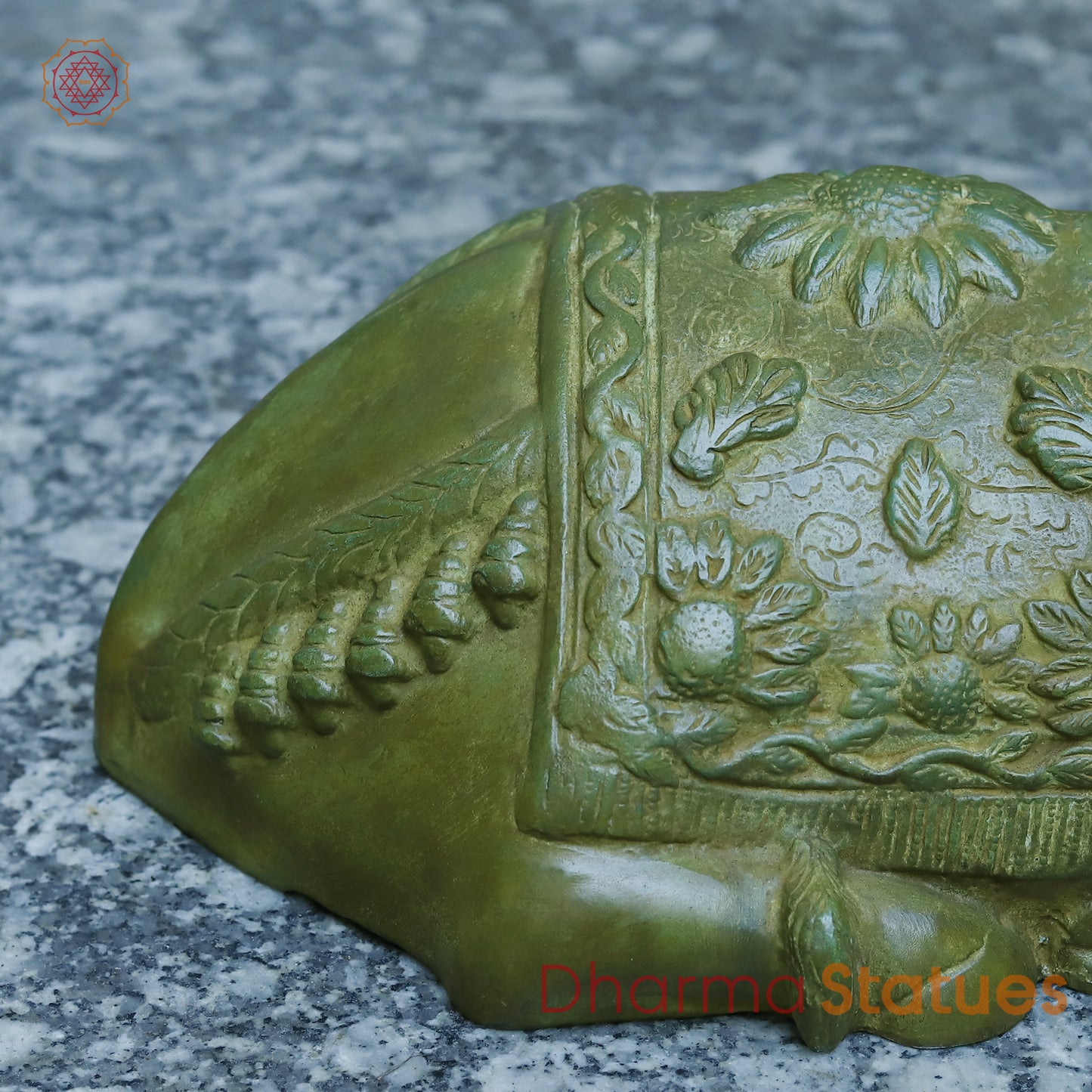 Brass Nandi Seated, Antique Green Finish, 11"