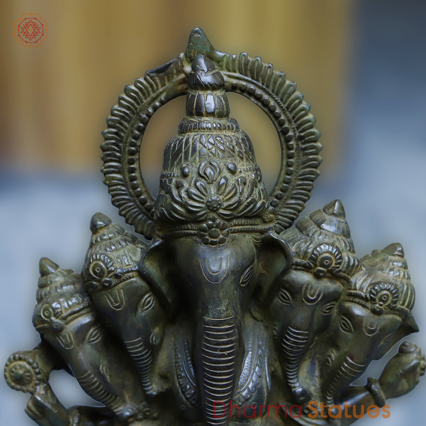 Buy Panchmukhi Ganesh, Antique Green Finish, 19"