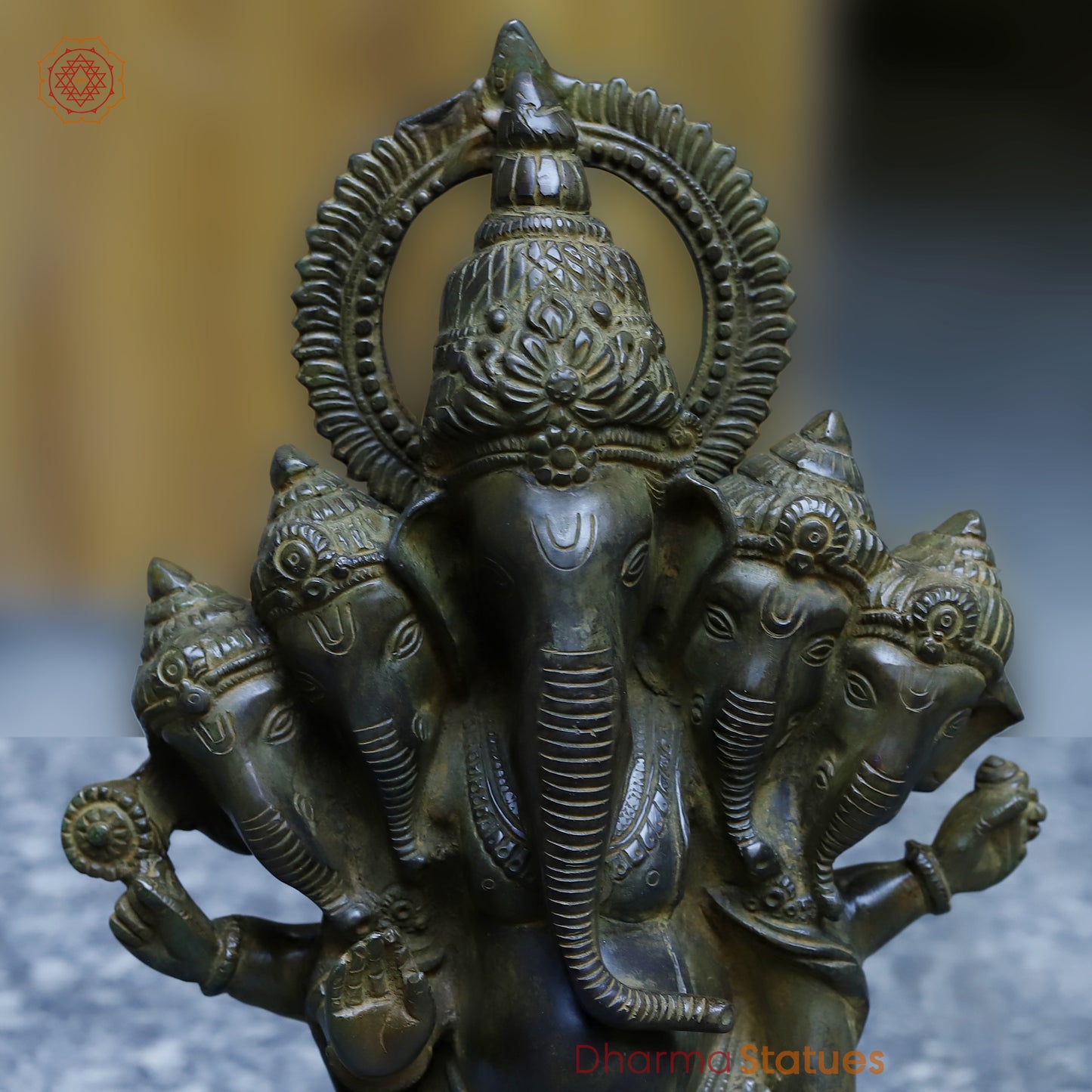 Buy Panchmukhi Ganesh, Antique Green Finish, 19"