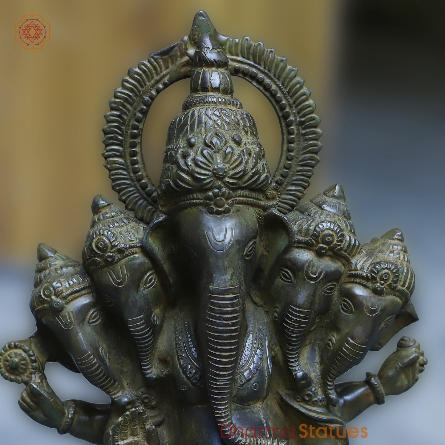 Buy Panchmukhi Ganesh, Antique Green Finish, 19"