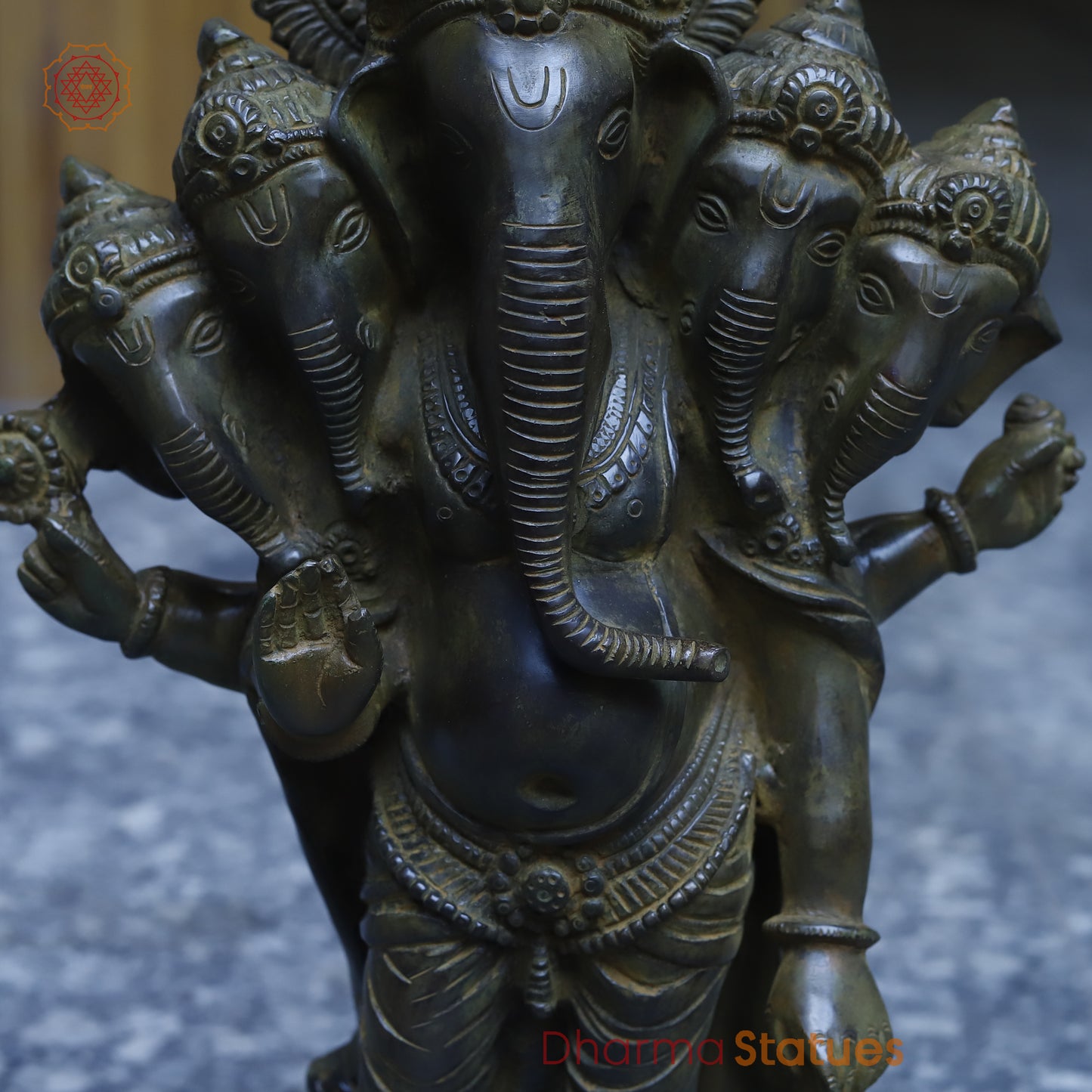 Buy Panchmukhi Ganesh, Antique Green Finish, 19"