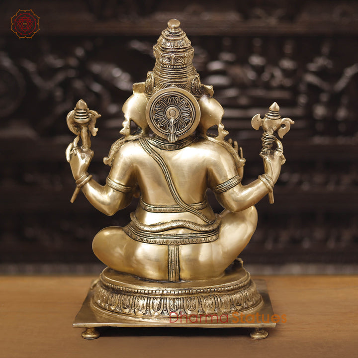 Brass Ganesh Sitting On Chowki (Smooth Finish) 20"