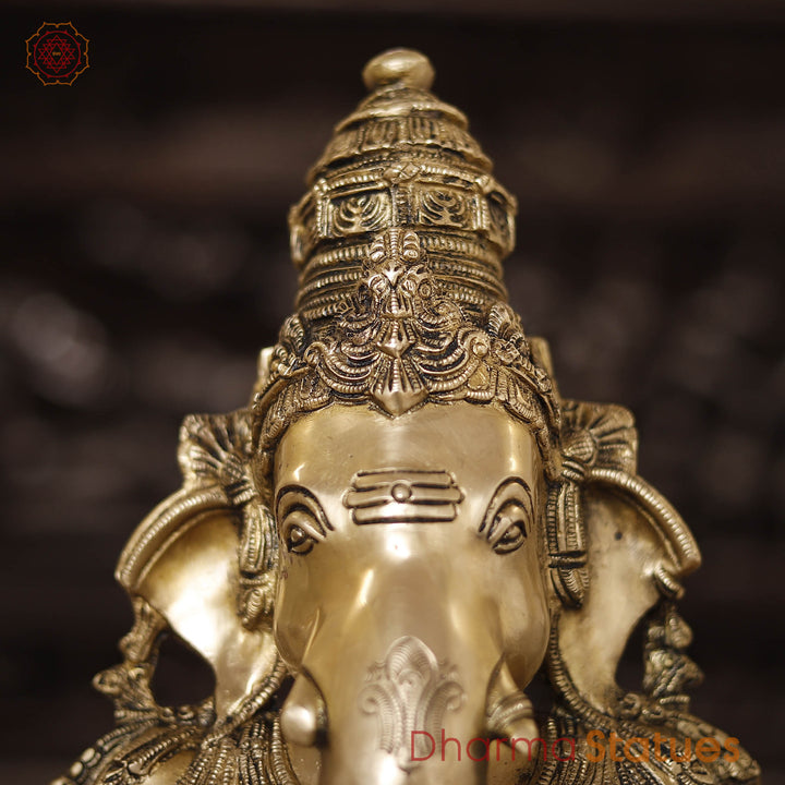 Brass Ganesh Sitting On Chowki (Smooth Finish) 20"