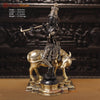 Brass Cow Krishna, Lord Shri Krishna is Standing on a Platform. 26" Front View