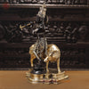 Brass Lord Krishna Idol with Cow, Playing Flute, Black Patina & Golden Finish, 26"