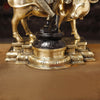 Brass Lord Krishna Idol with Cow, Playing Flute, Black Patina & Golden Finish, 26"