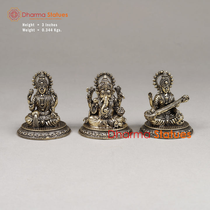 Brass Lakshmi, Ganesh & Saraswati, 3"