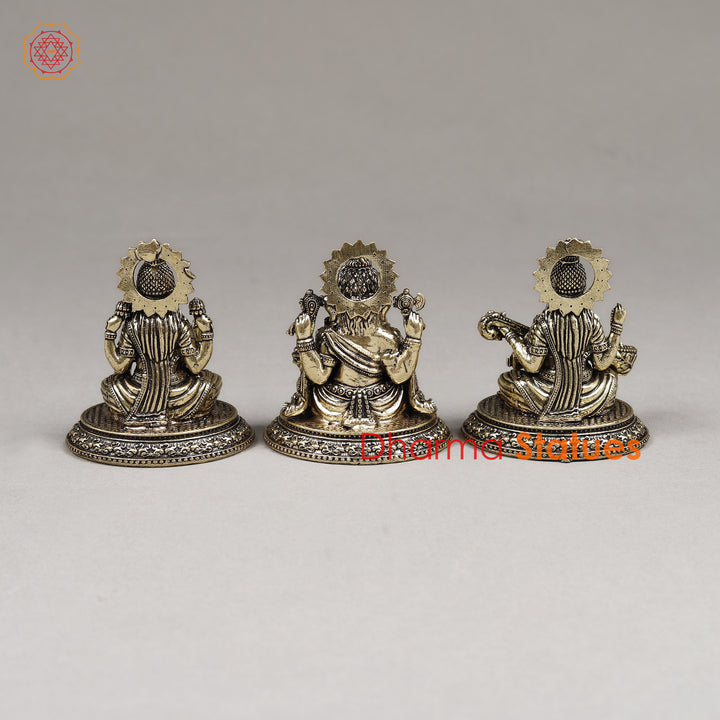 Brass Lakshmi, Ganesh & Saraswati, 3"