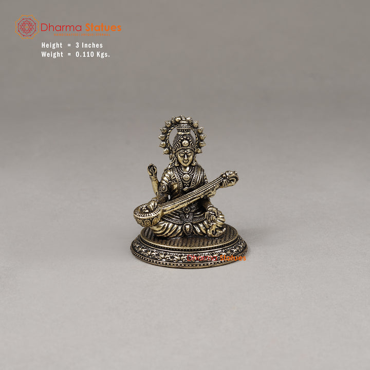 Brass Saraswati, 3"