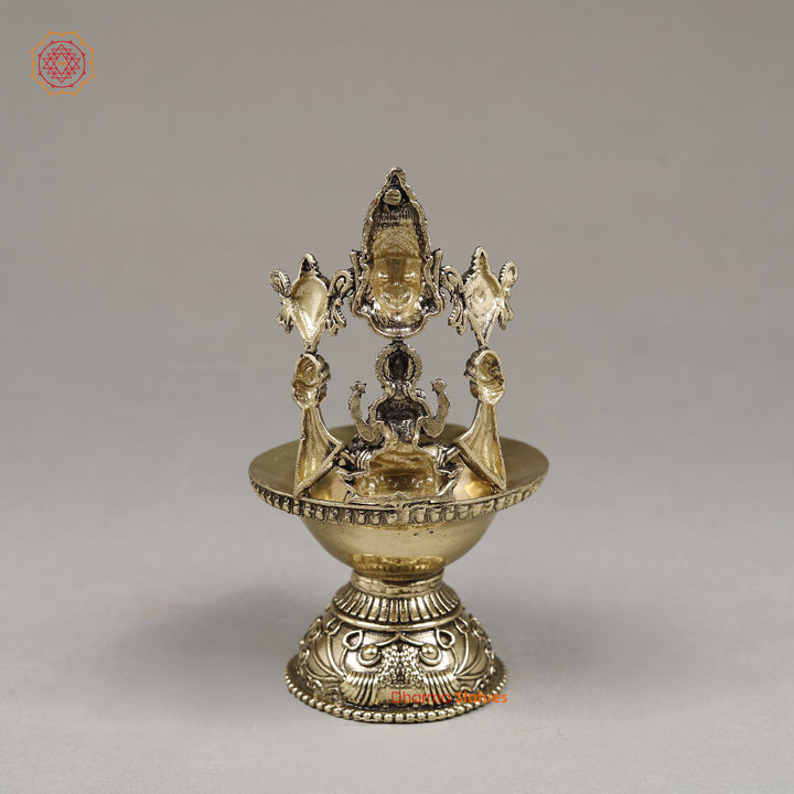 Brass Tirpupati Balaji & Lakshmi Diya, 5.5"