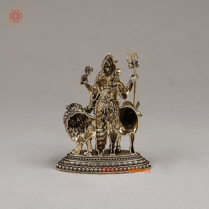 Brass Ardhanarishvara with Nandi and Lion, 4.5"