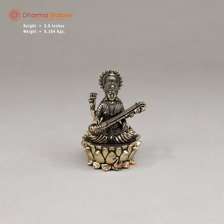 Brass Saraswati, 3.5"